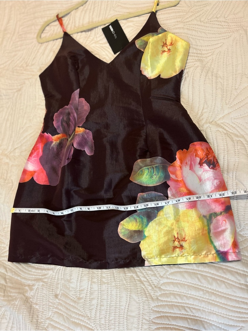 Brown Fashion Nova Kaleo Floral Mini Dress (Style 6383L) Size L - Picture 9 of 11